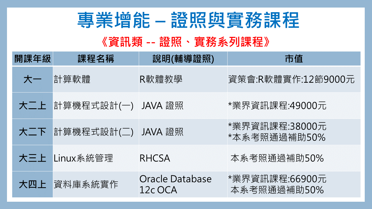 資訊類專業課程